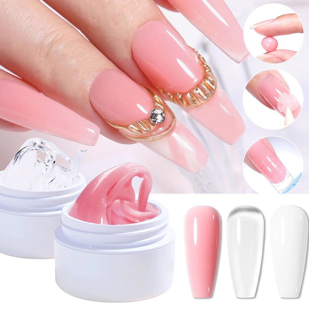 1 Jar White 3D Shaping Carving Non Stick Hand Extension Gel Nail Polish For Flower DIY Nail Art Extension Acrylic Nails Tools