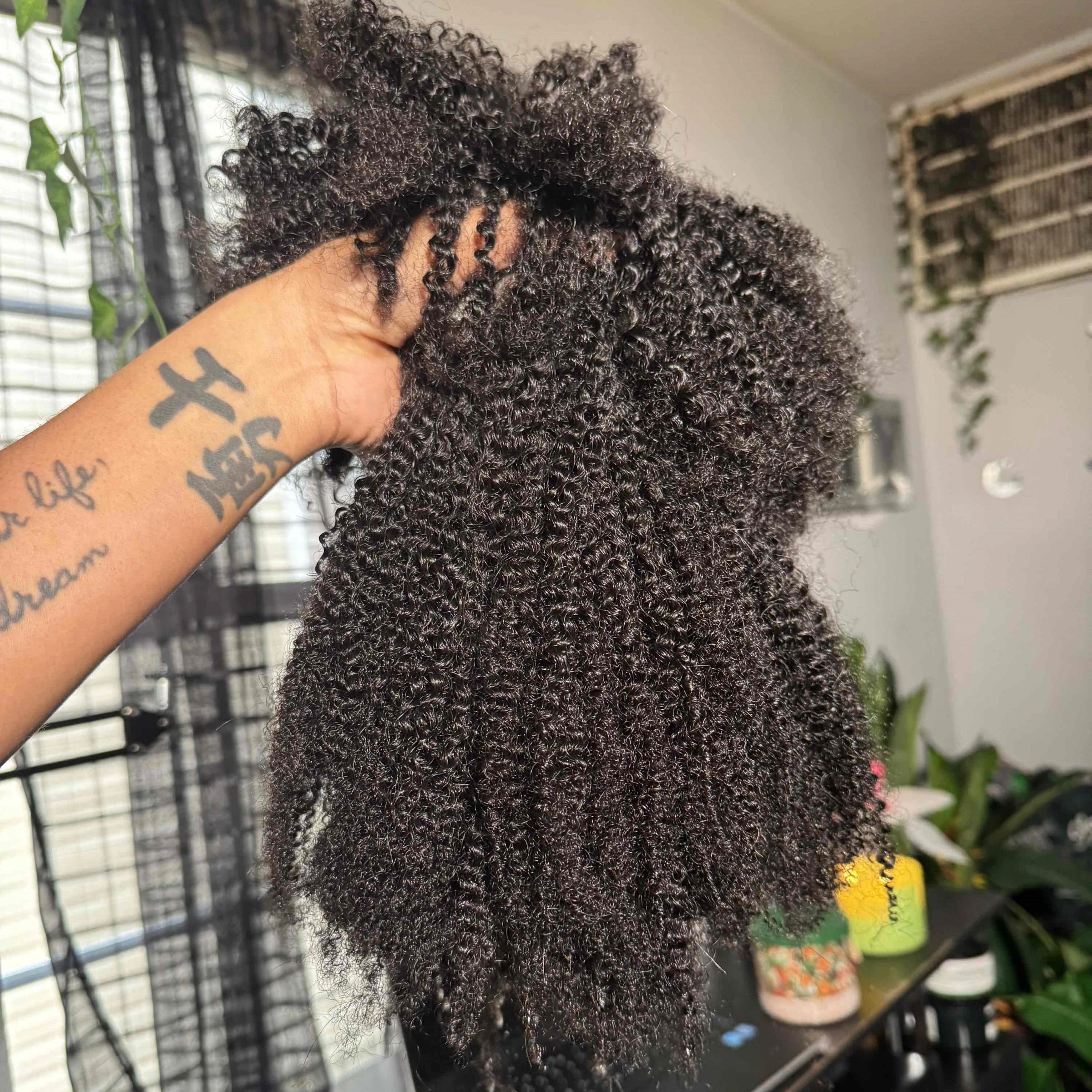 1B# 4C Afro Kinky Curly Human Hair Bulk Extension