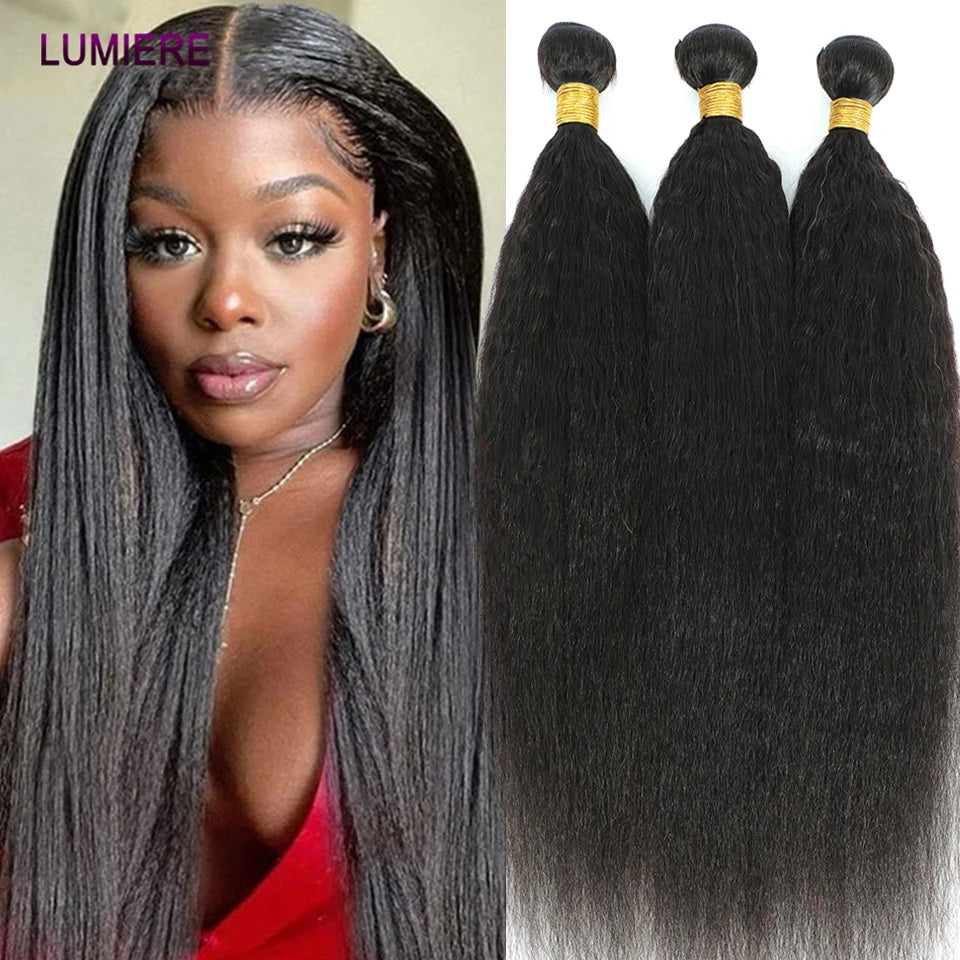 Brazilian Kinky Straight Curly Bundle Human Hair 30 34Inch Deep Wave Raw Hair Bundle 100% Unprocessed Double Weft Hair Extension