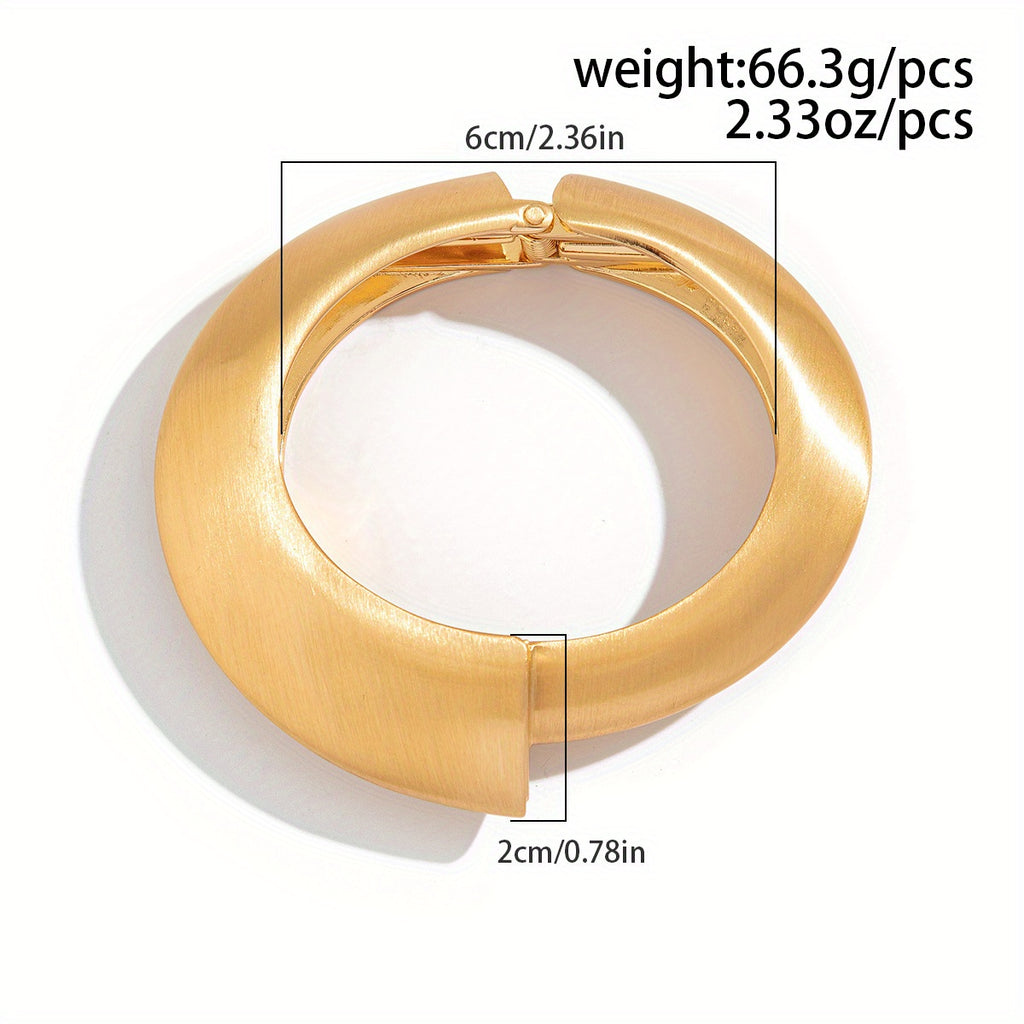 Bold Punk Style Matte Golden-Tone Wide Spring Buckle Women’s Bracelet