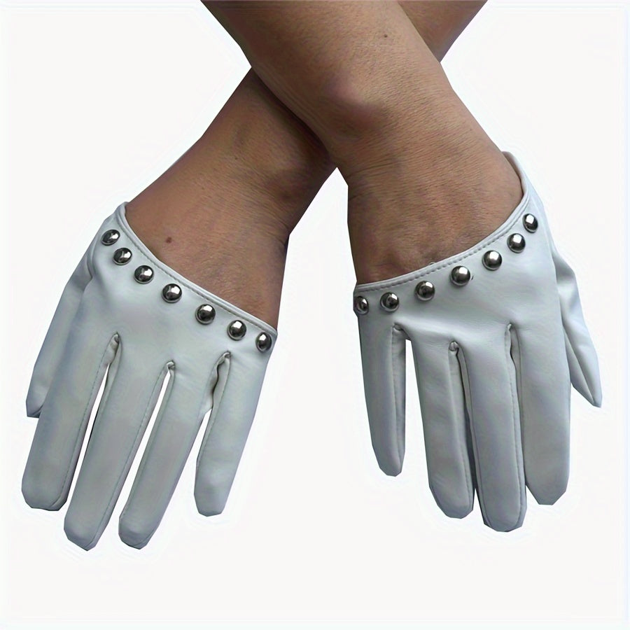 Short Half-Finger Gloves with Rivets