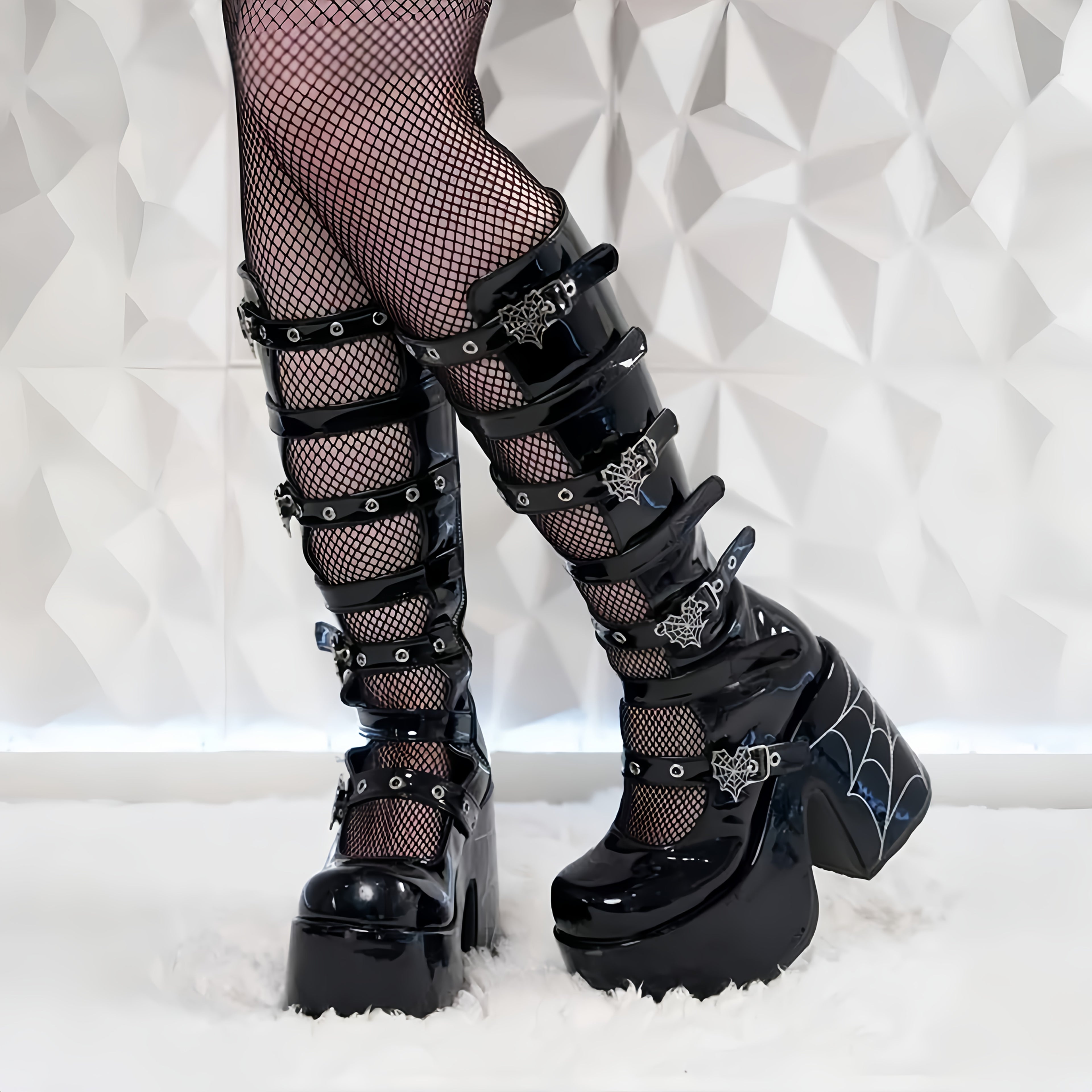 Knee-High Boots with Chunky Heel Platform