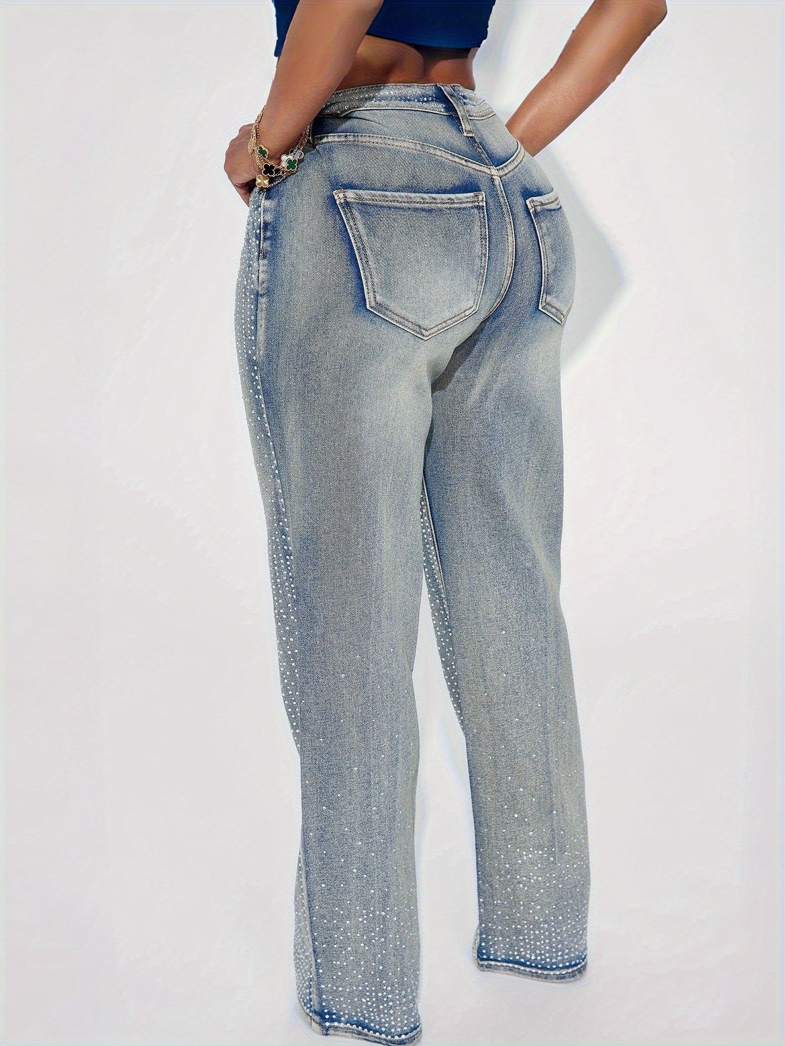 Rhinestone Denim Pants