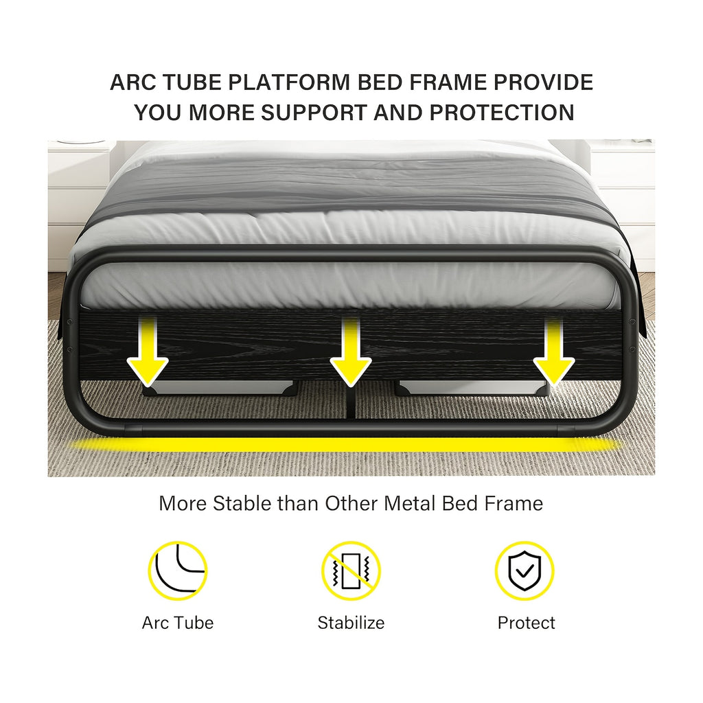 Twin Full Queen King Size Black/Brown/Grey/White Bed Frame with Wood Headboard