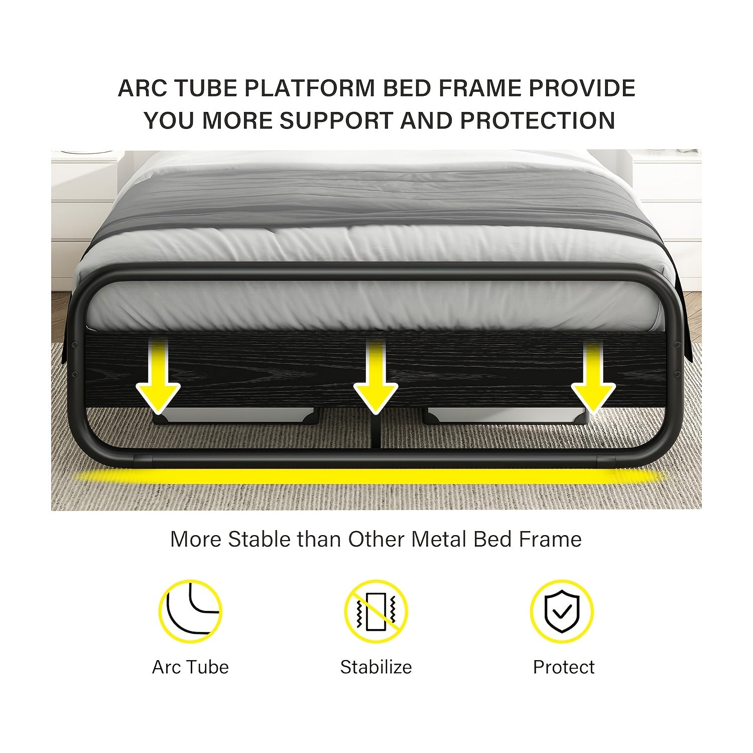 Twin Full Queen King Size Black/Brown/Grey/White Bed Frame with Wood Headboard