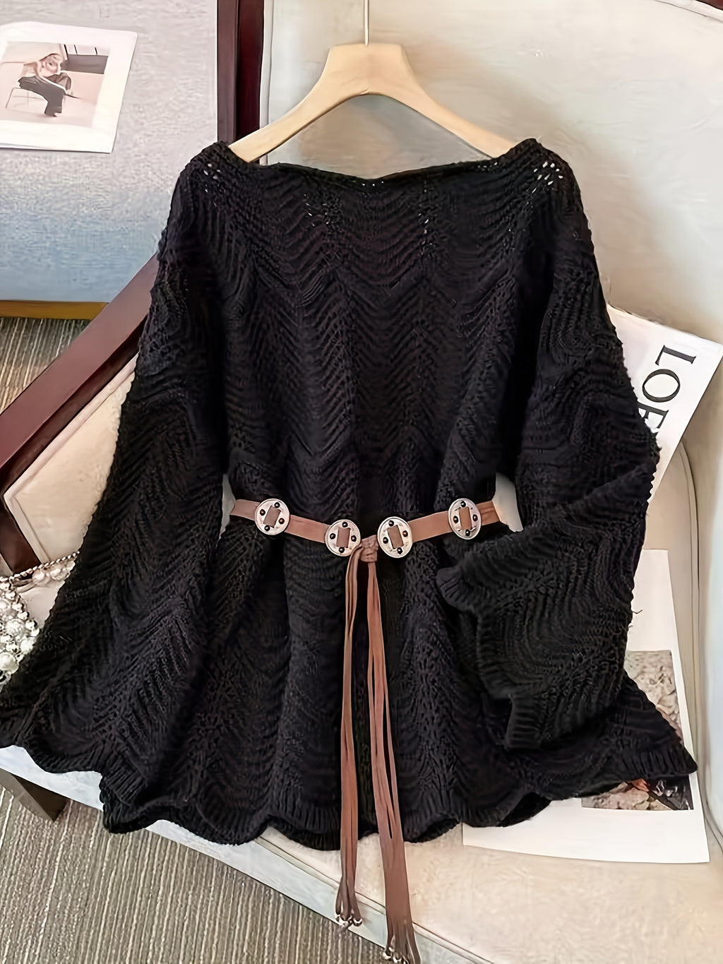 Off-Shoulder/One-Shoulder Lace Kimono Jacket