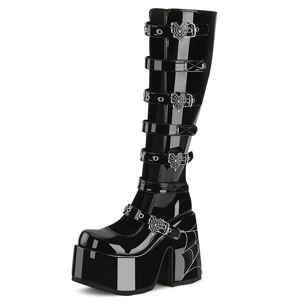 Knee-High Boots with Chunky Heel Platform