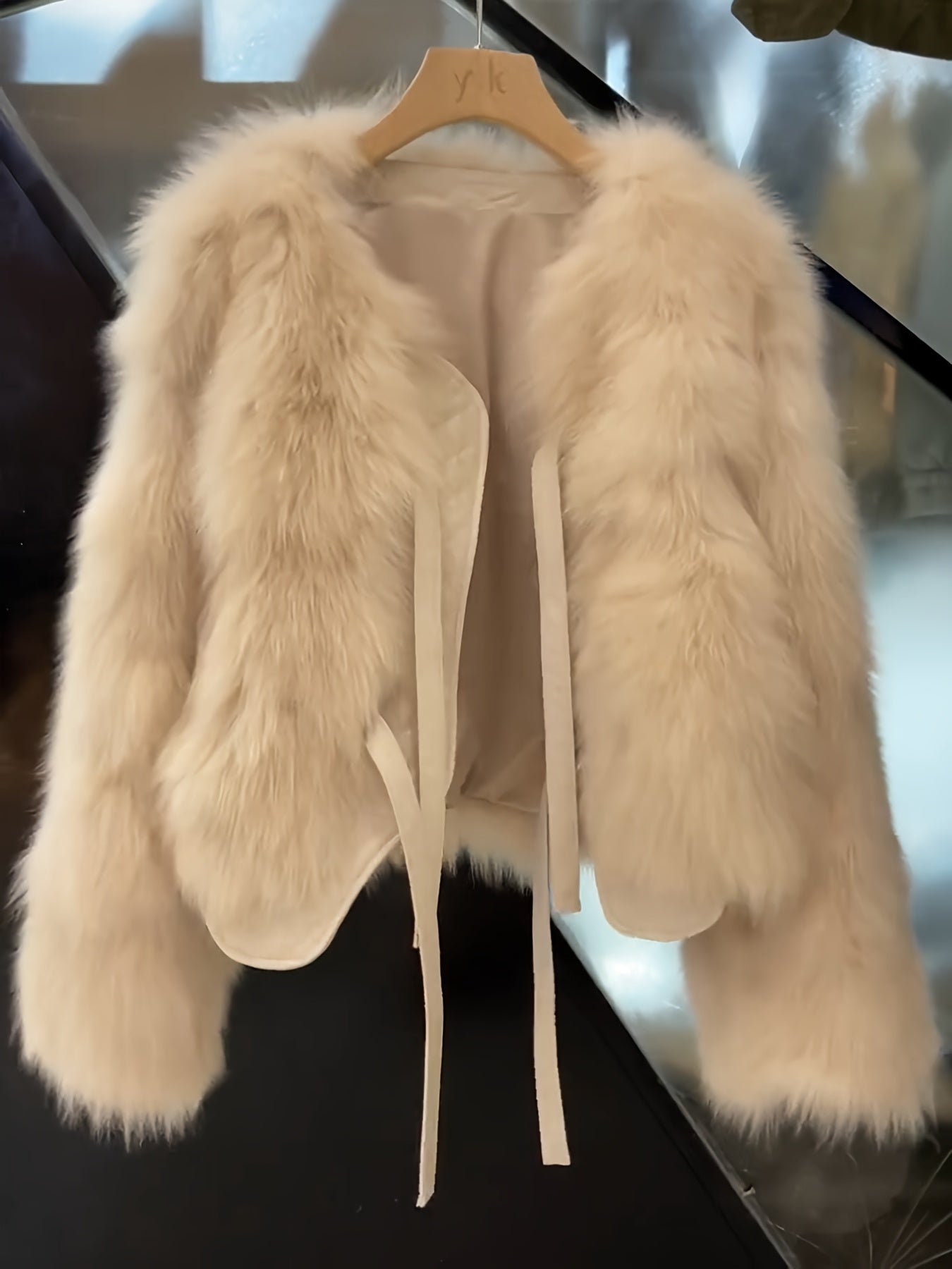 Elegant Fur-like Exterior, H-Silhouette Short Jacket