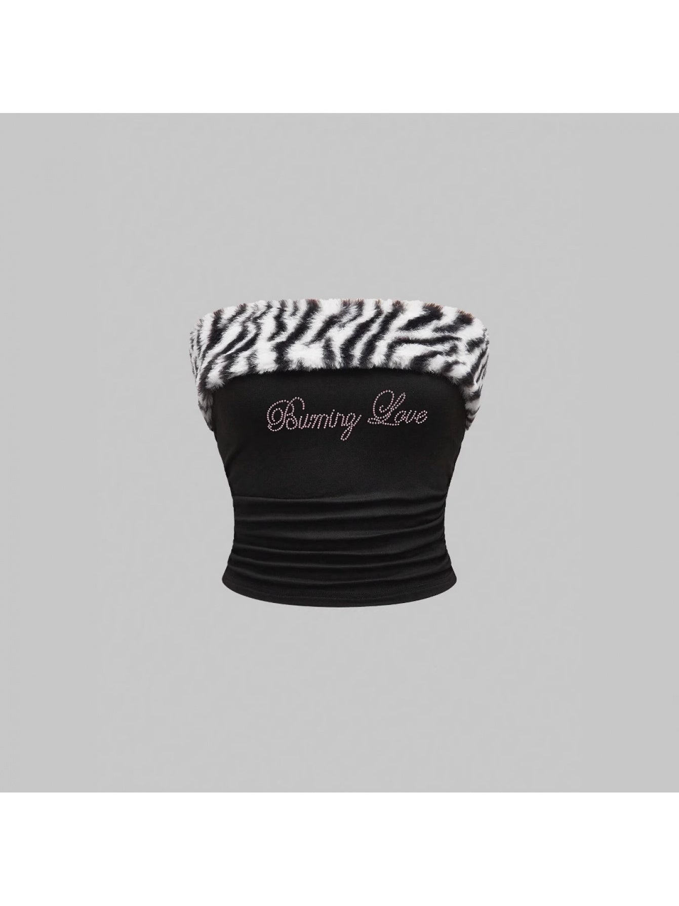 "Burning Love" Tiger Fur & Rhinestone Tube Top