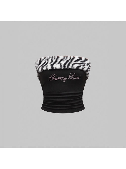 "Burning Love" Tiger Fur & Rhinestone Tube Top