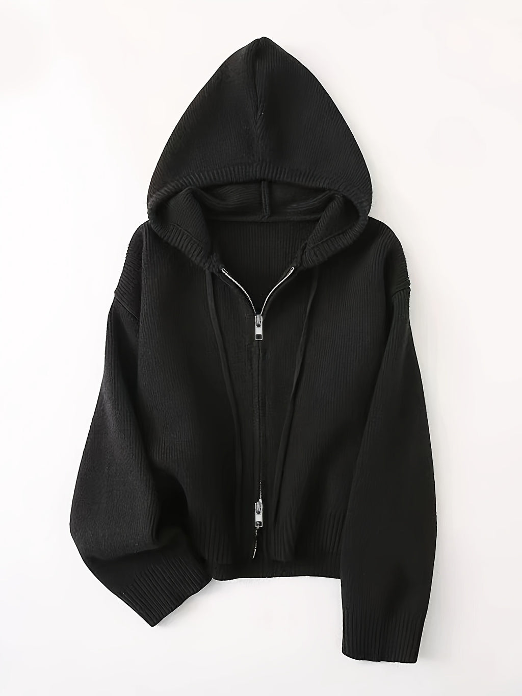 Women's Thick Winter Hooded Zip-Up Cardigan Coat, Brown, Front Zipper Closure, Medium Stretch Fabric for Cold Weather - Casual Outerwear for Everyday & Formal Events