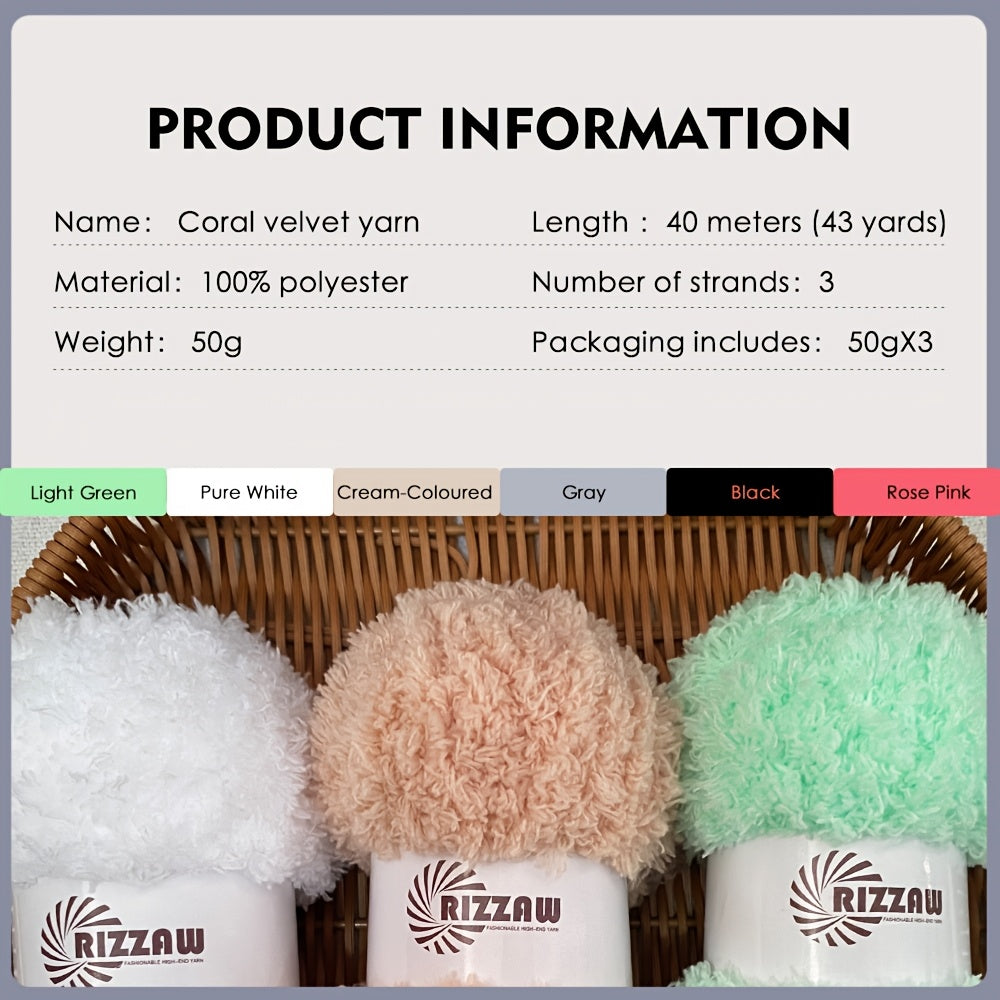 {3-Pack} Coral Fleece Soft Yarn