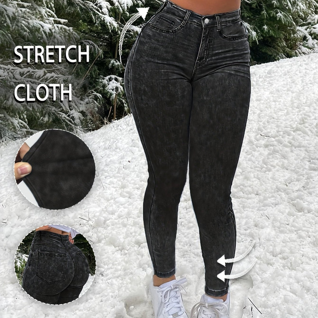 Women'S Black Skinny Ankle Pants - Stretchy Mid-Rise Trousers with Zipper Closure, Lightweight All-Season Leggings for Casual & Formal Outfits, Comfortable Base Layer Pants for Jeans, Dresses, Casual Attire - Non-See-Through