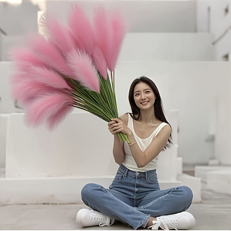 5-heads Super Healing Artificial Large Plaster Fox Grass Plant - 35 inches Tall