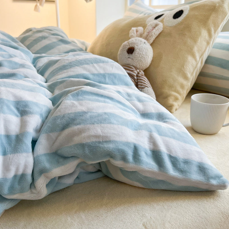Milk Fleece Striped Duvet Cover