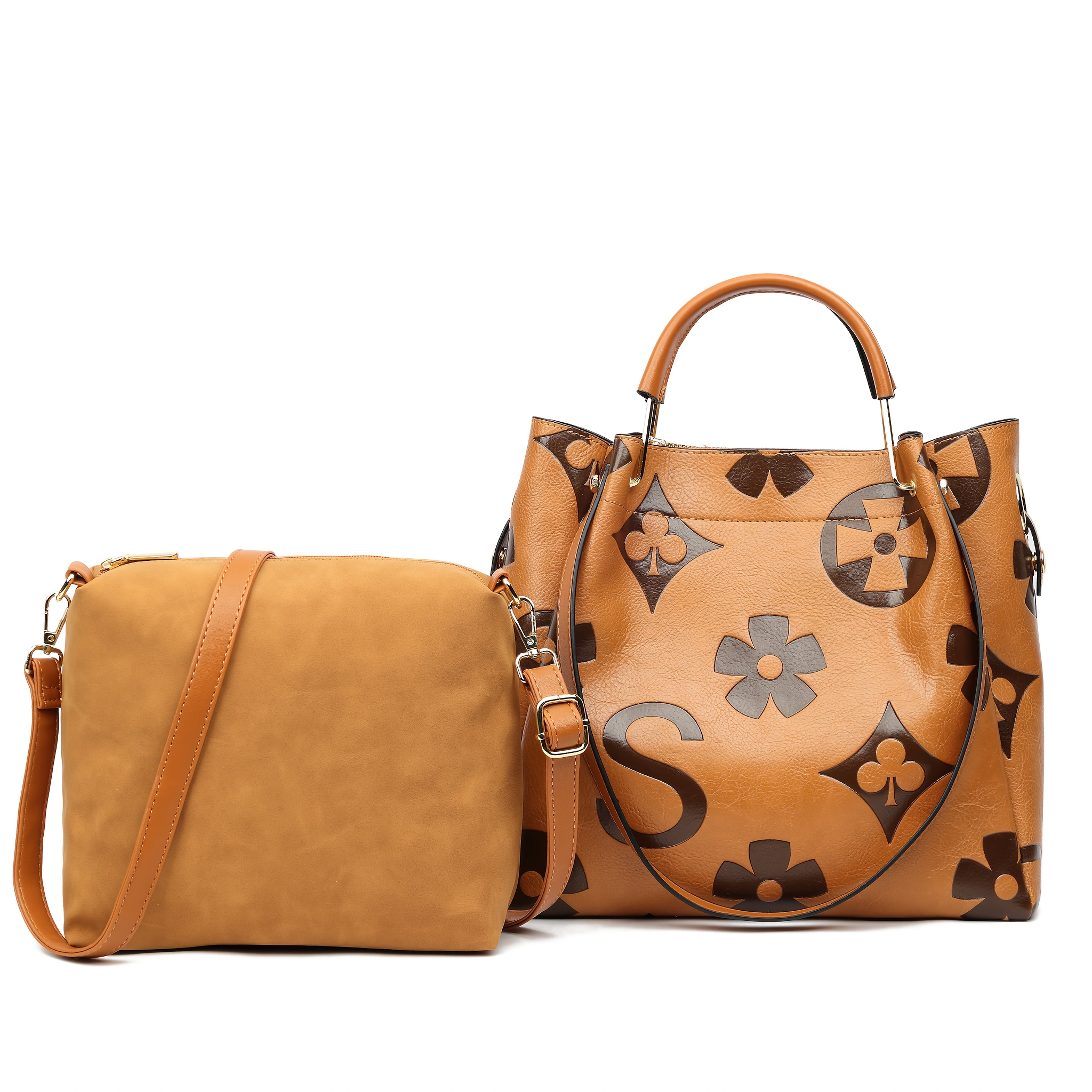 Floral Embossed Synthetic Leather Satchel Handbag