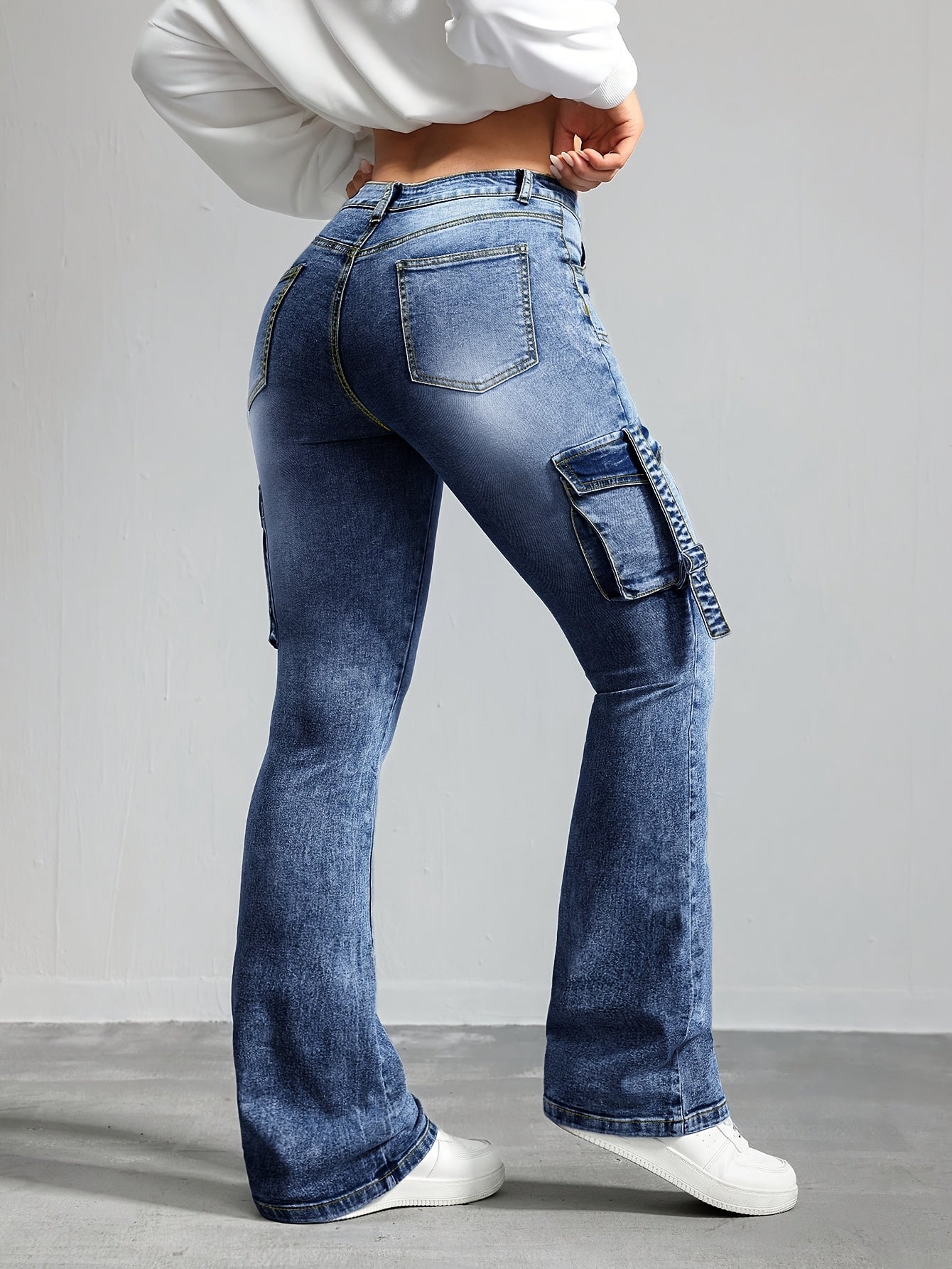 High-Waisted Stretch Flared Jeans