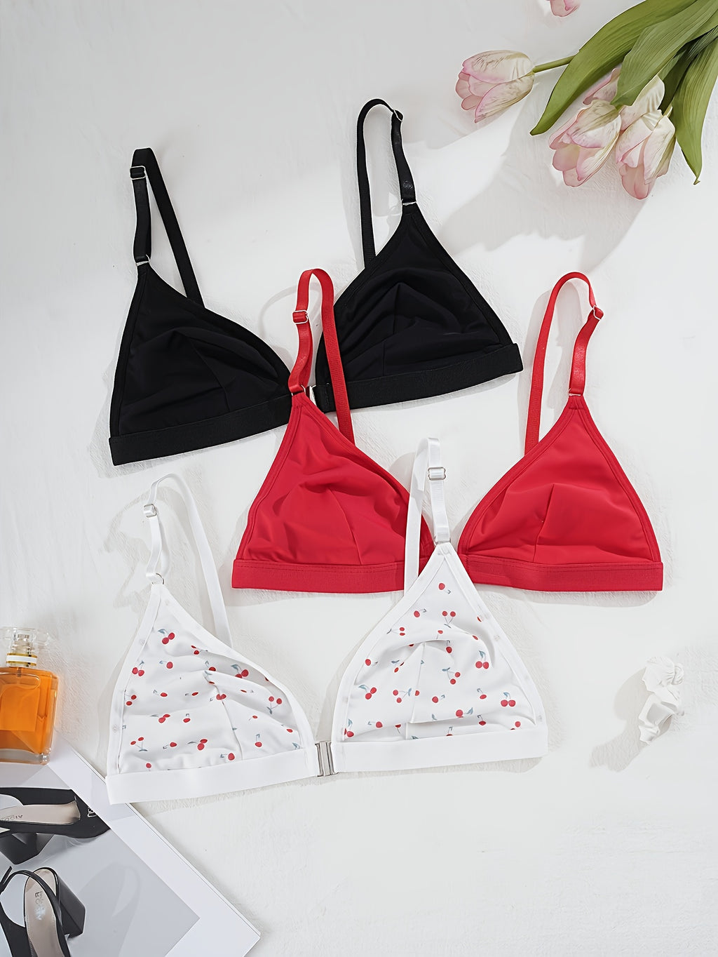 3pcs Women'S Front Closure Bras