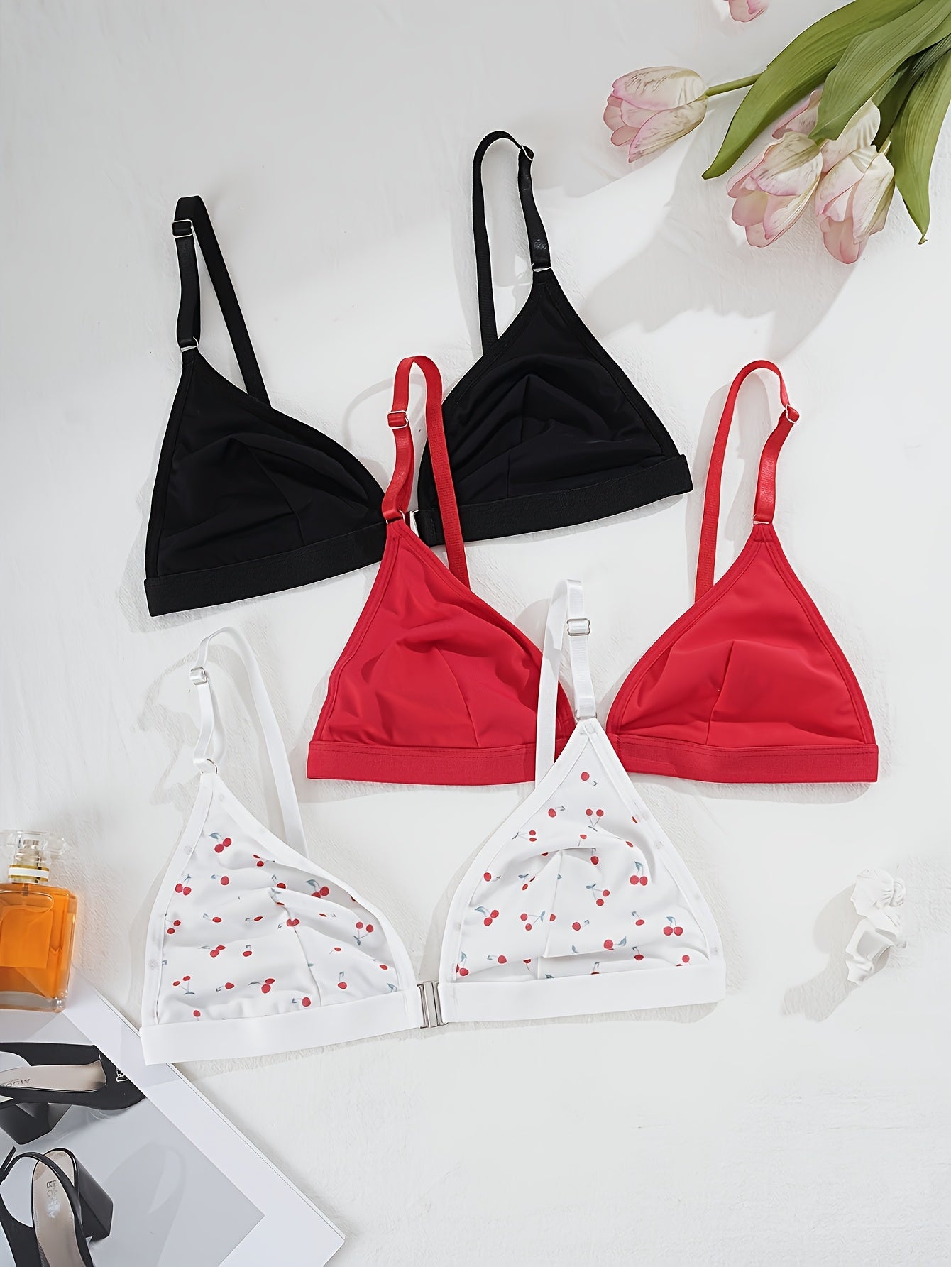 3pcs Women'S Front Closure Bras