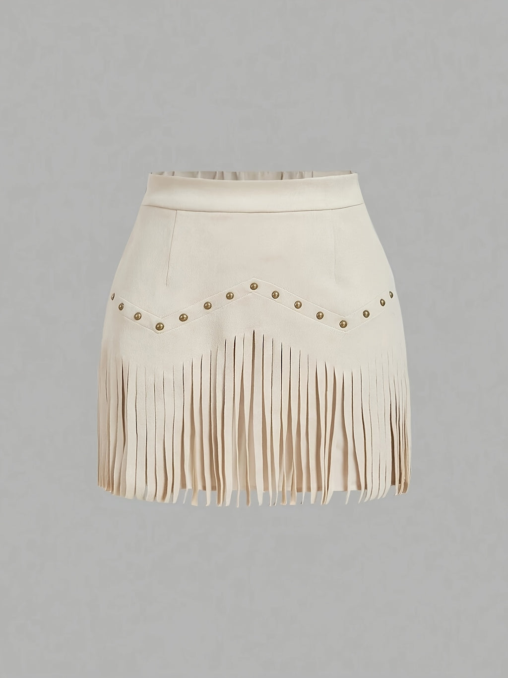 Women's Vintage Rivet Tassel Brown A-Line Skirt