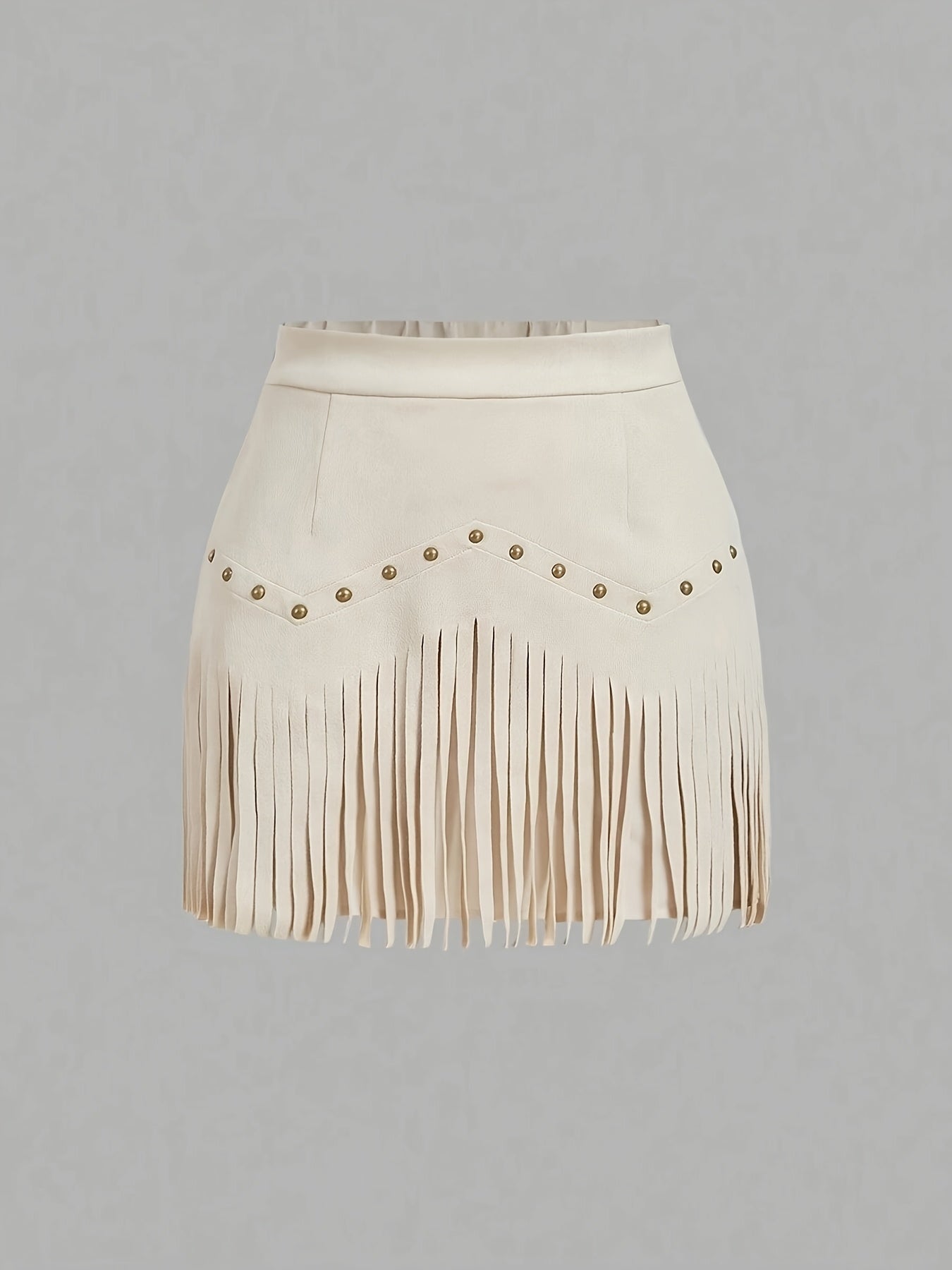 Women's Vintage Rivet Tassel Brown A-Line Skirt