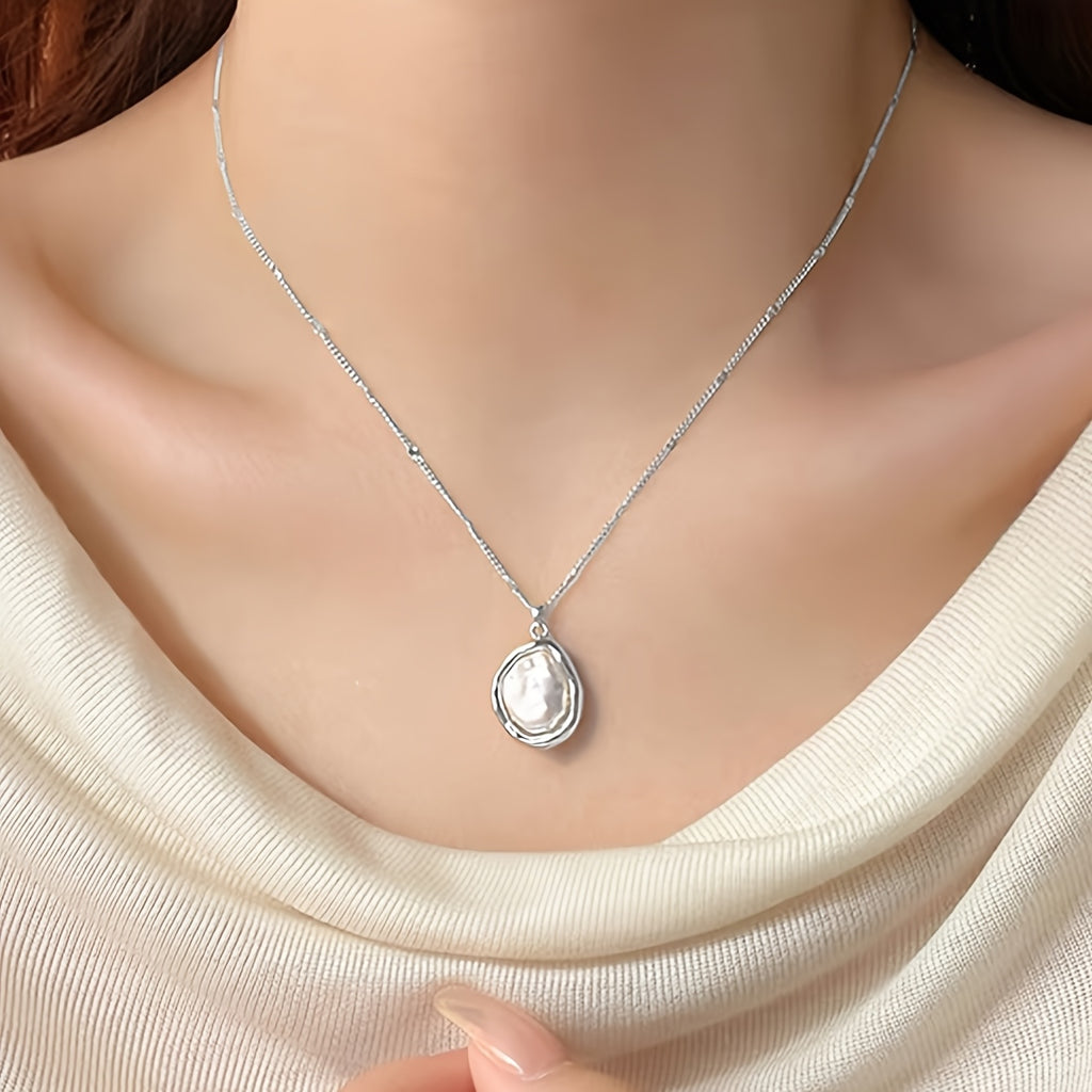 Copper Imitation Pearl Pendant Necklace
