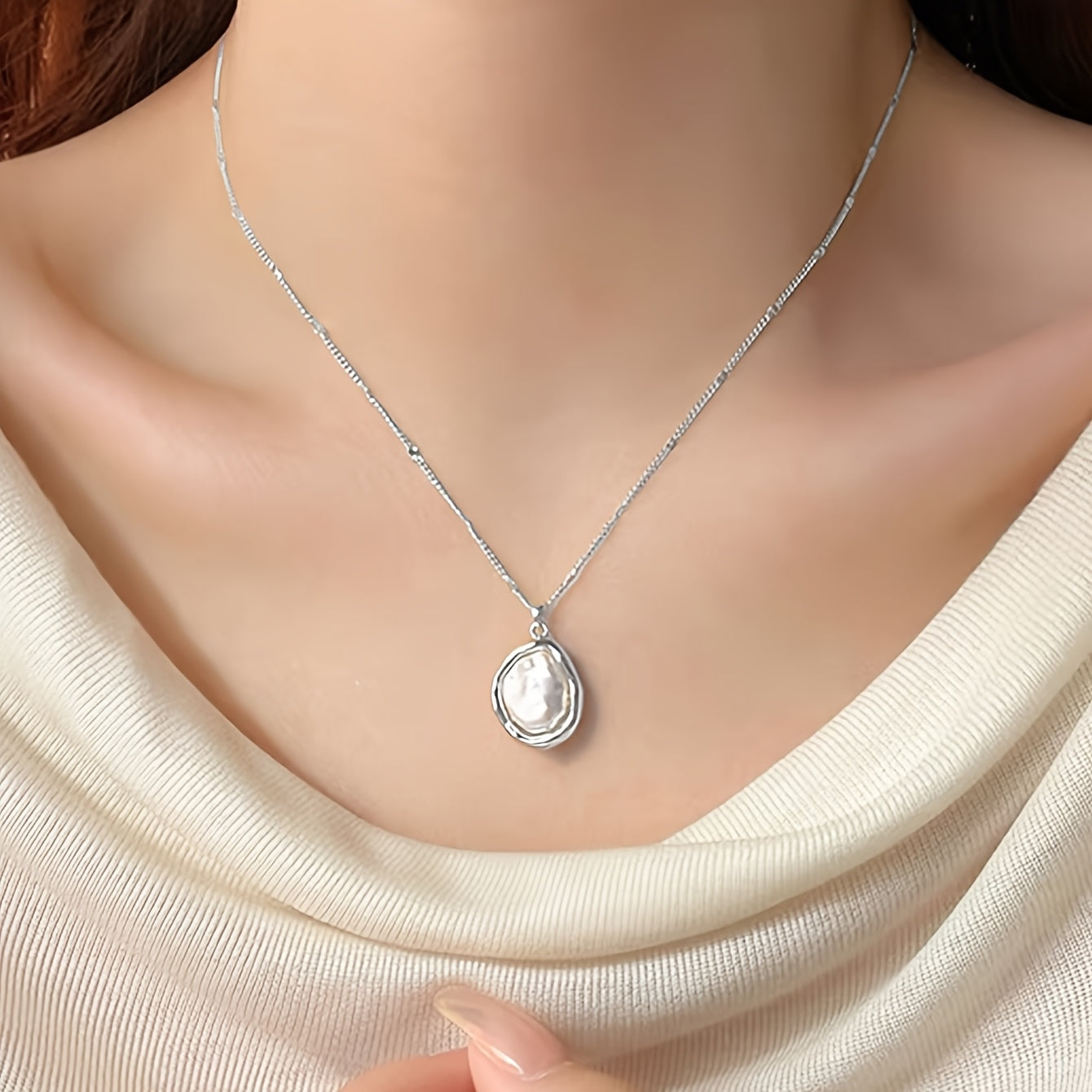 Copper Imitation Pearl Pendant Necklace
