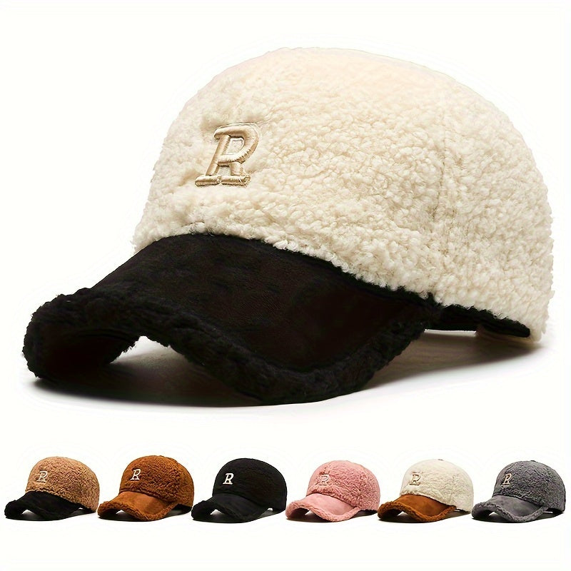Teddy Bear Plush Thermal Letter R Cap