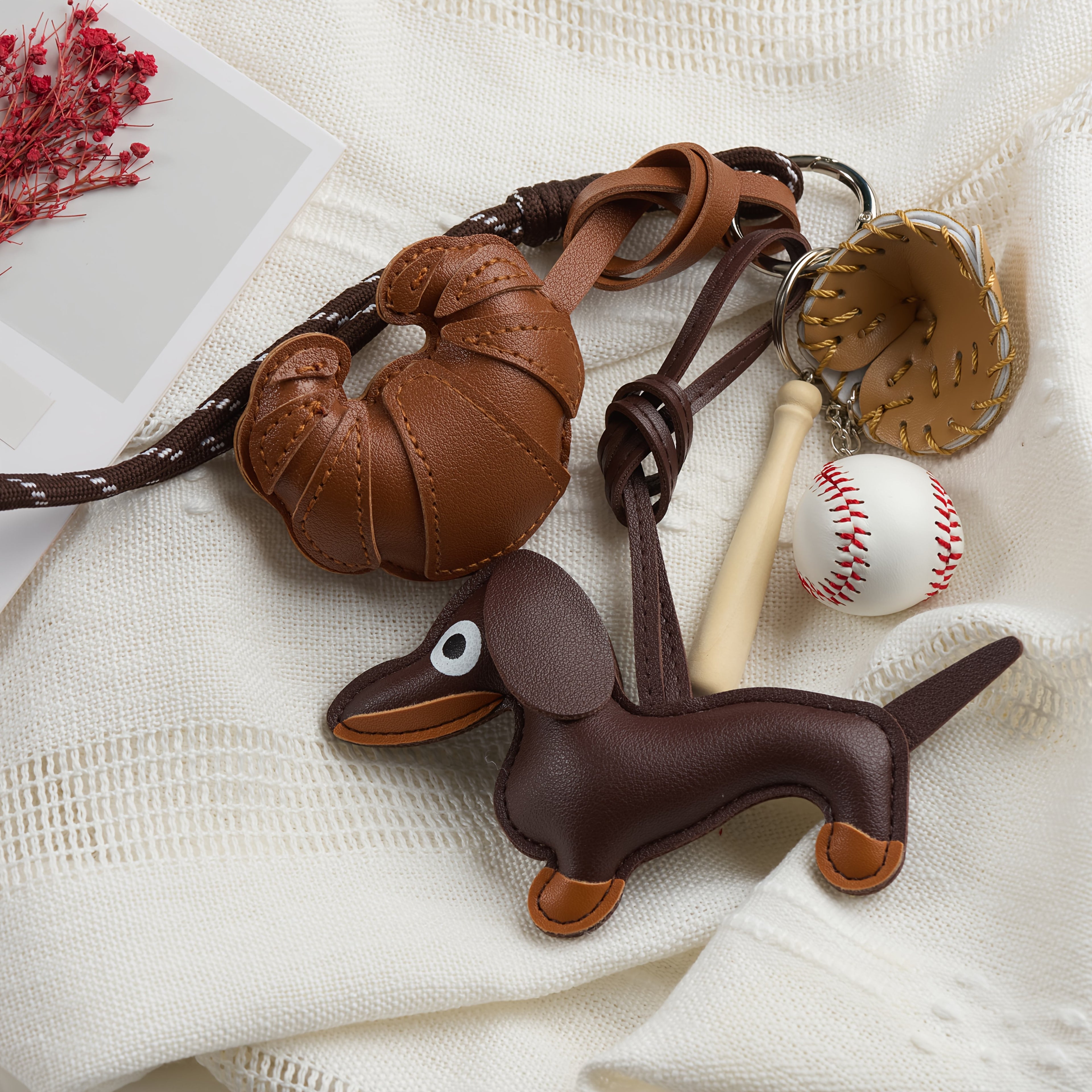 PU Frying Egg Horns Keychain