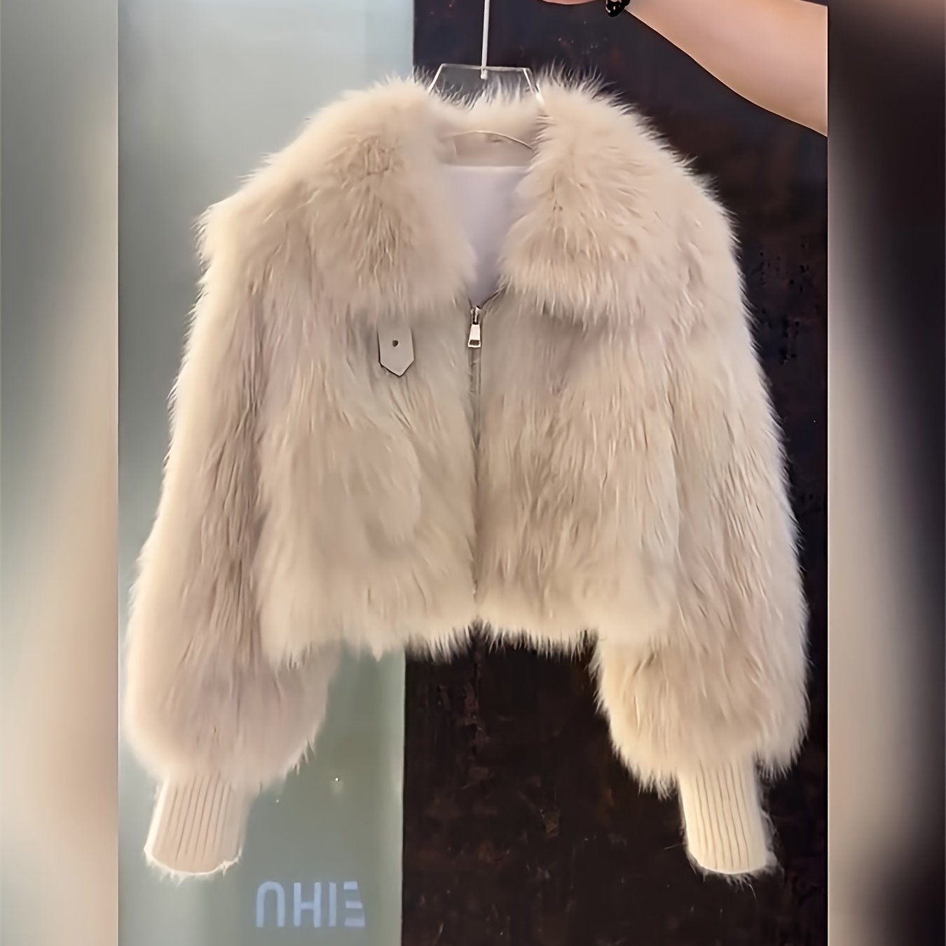 Faux-Fur Jacket with Hood-like Collar