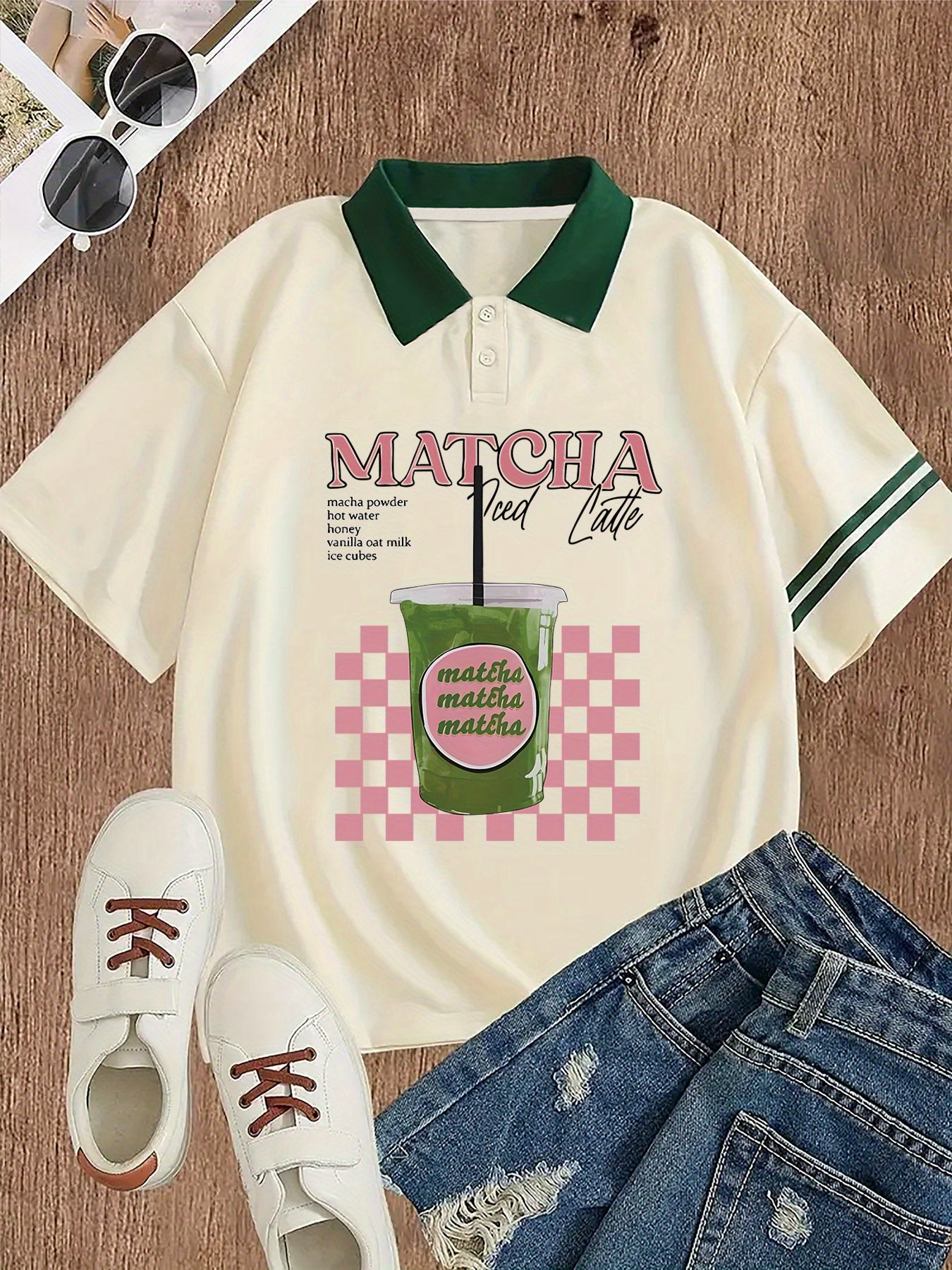 Matcha Latte Graphic Print Polo