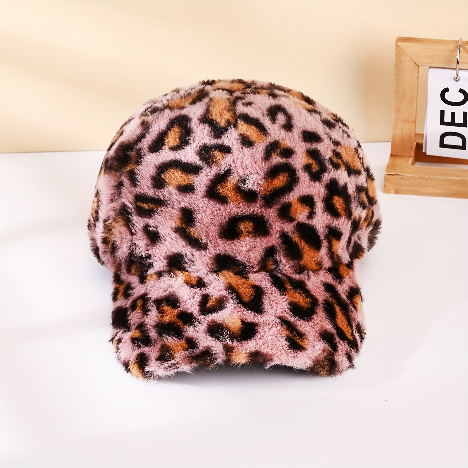 Leopard-Print Plush Baseball Cap