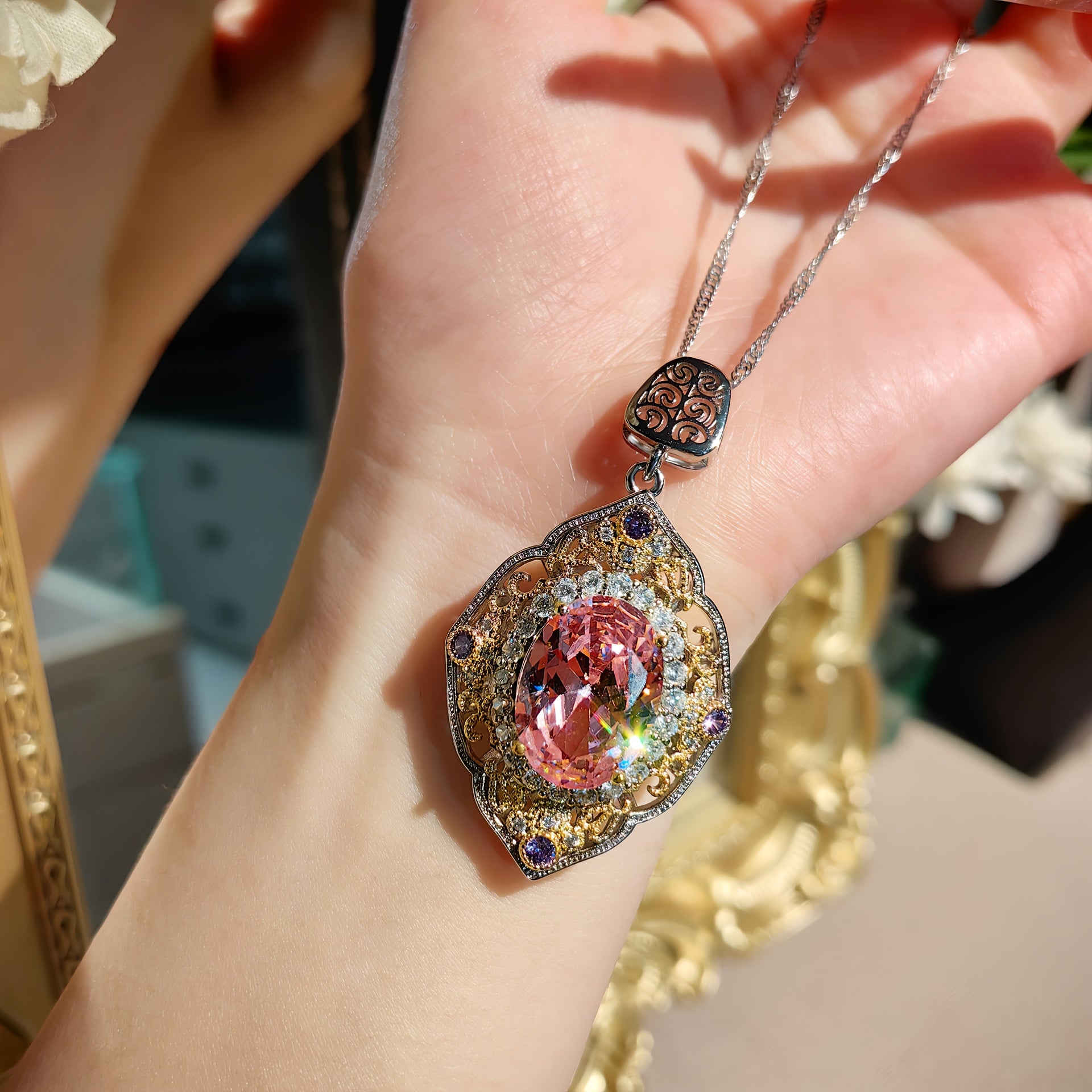 Pinkish-Purple Synthetic Zirconia Pendant