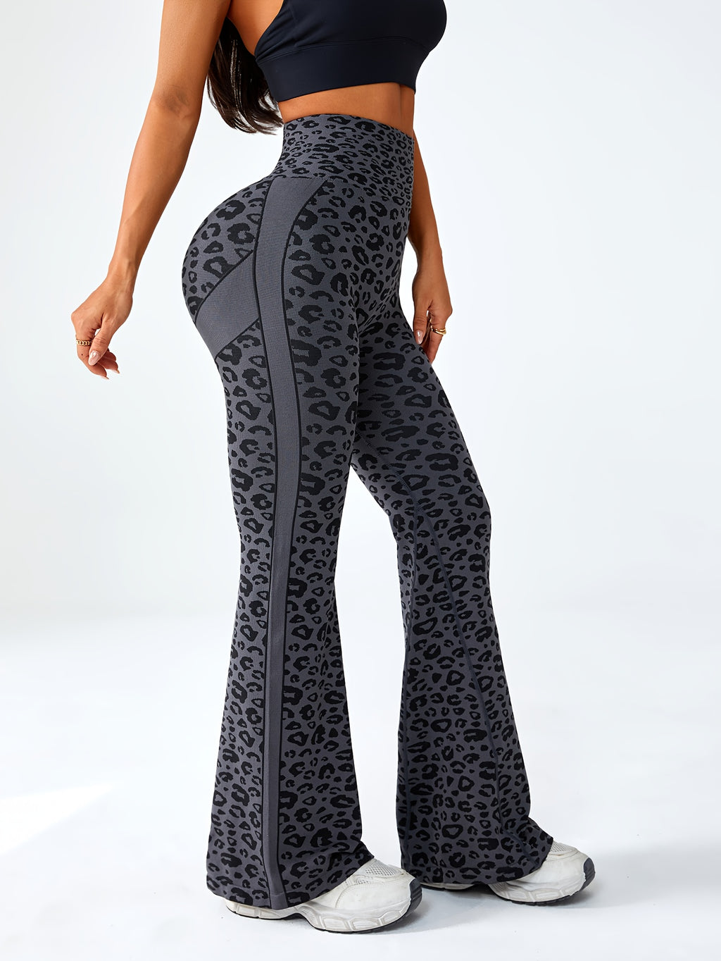 Seamless Leopard Print Flared Pants