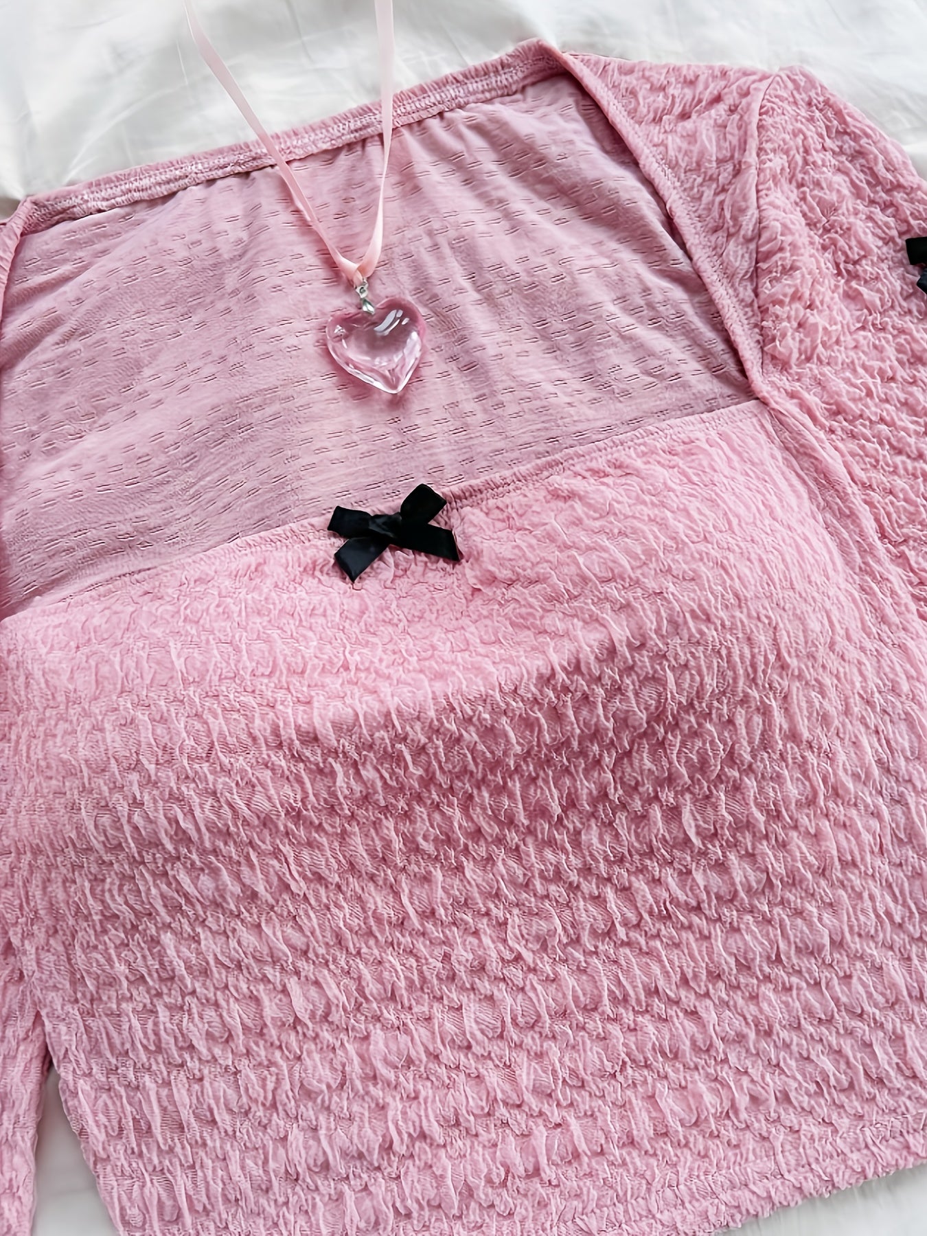 Women's Elegant Summer Crochet Blouse with Accents - Square Neck Long Sleeve Stretchy Top, Machine Washable Solid Color Shirt for Casual & Formal Wear, Textured Fashion, Comfortable Fit, Versatile Top, Lightweight Material, A