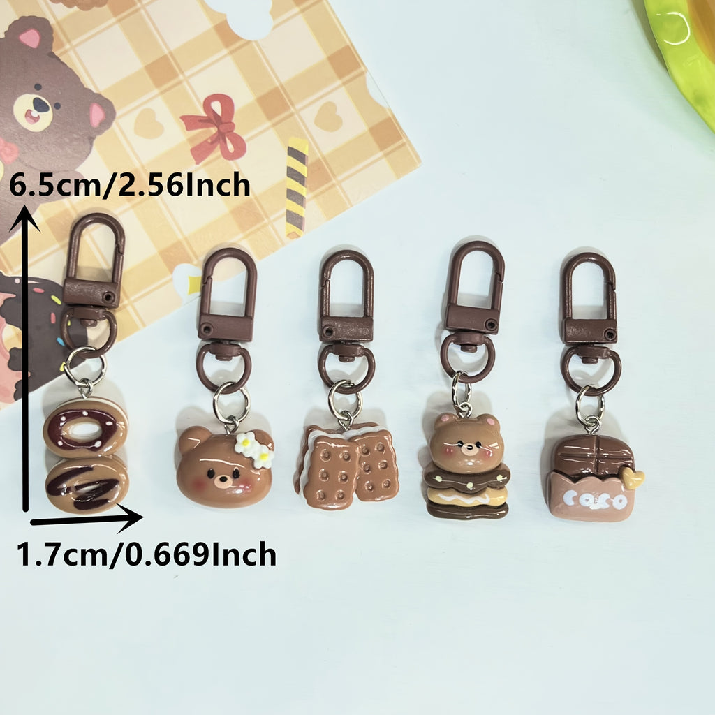 {5pcs} Cute Cartoon Bear Cookie Keychains