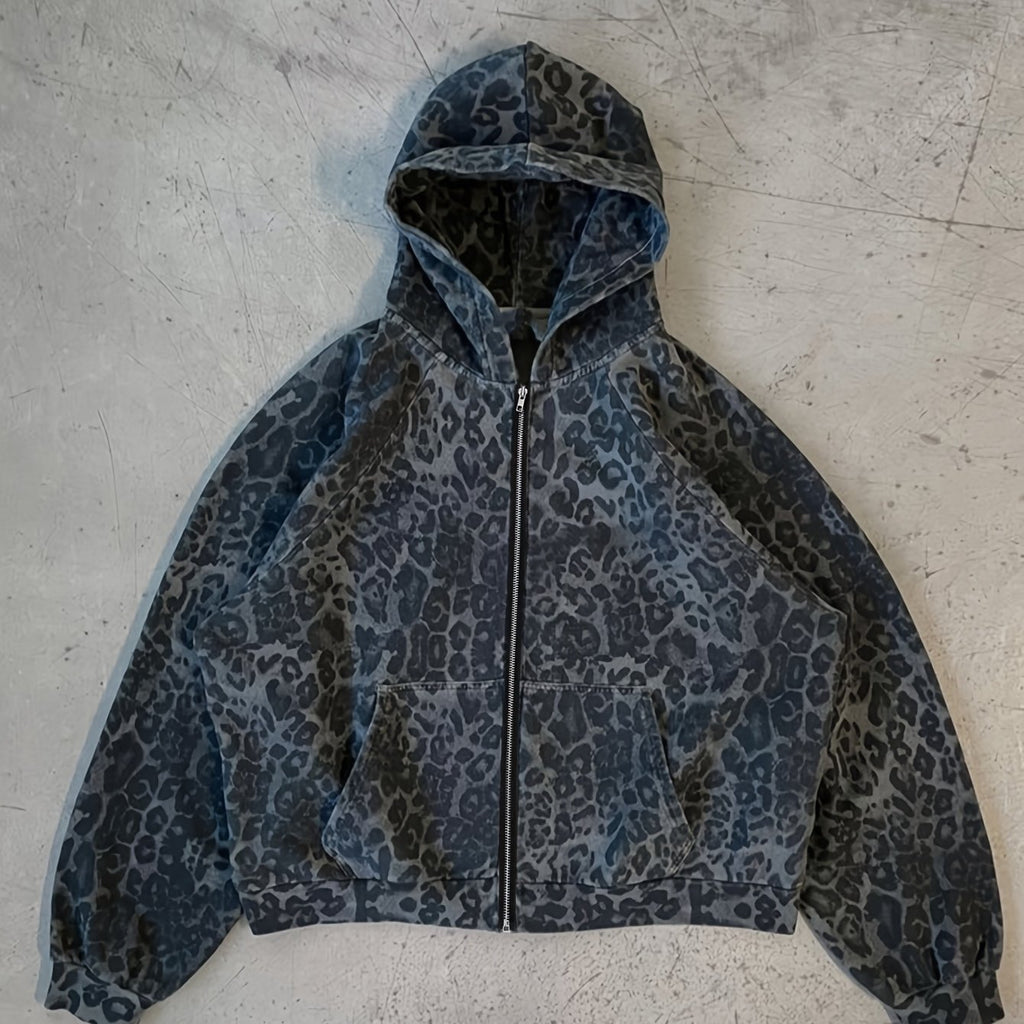 Gothic Leopard Print Hooded Jacket