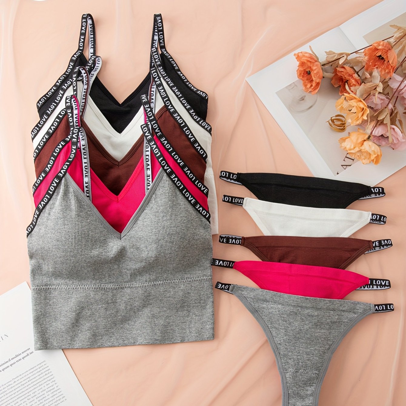 5 Sets of Comfortable And Breathable Fashionable Letter Lingerie Set