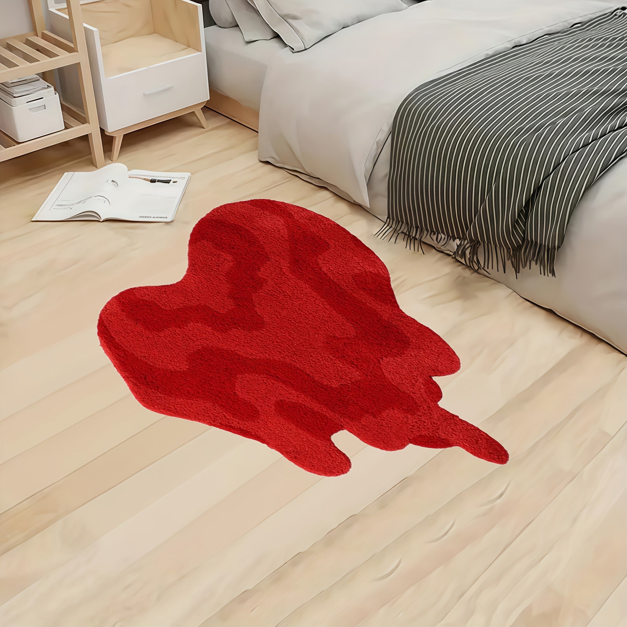 Red Heart-Shaped Area Mat