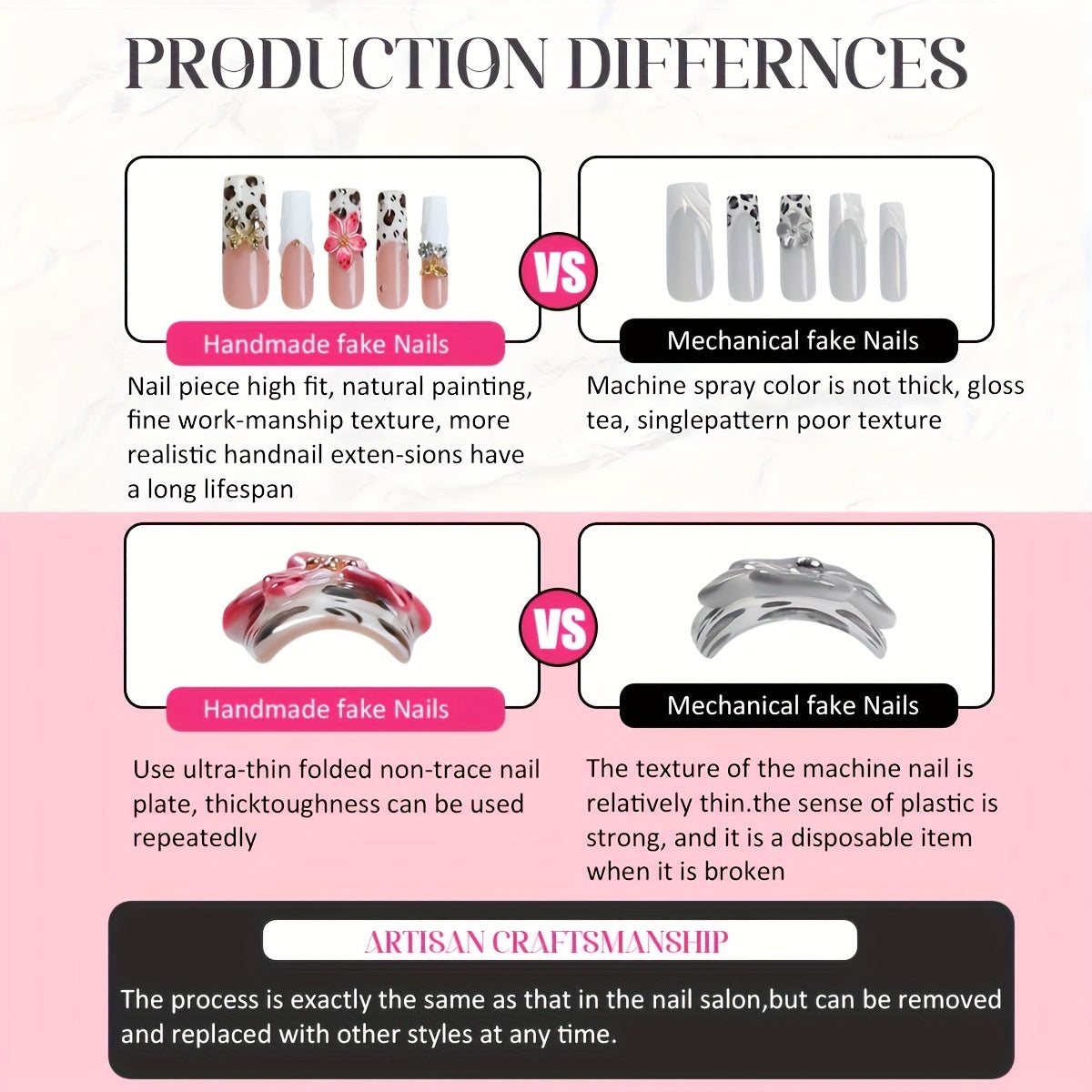 10pcs Handmade Magnetic Press-On Nails with Floating, Rhinestones & Heart/Clover/Bow/Pink Bow & Rabbit Cutouts