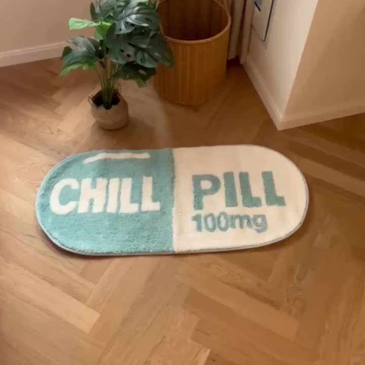 "CHILL PILL 100mg" Non-Slip Absorbent Polyester Area Mat
