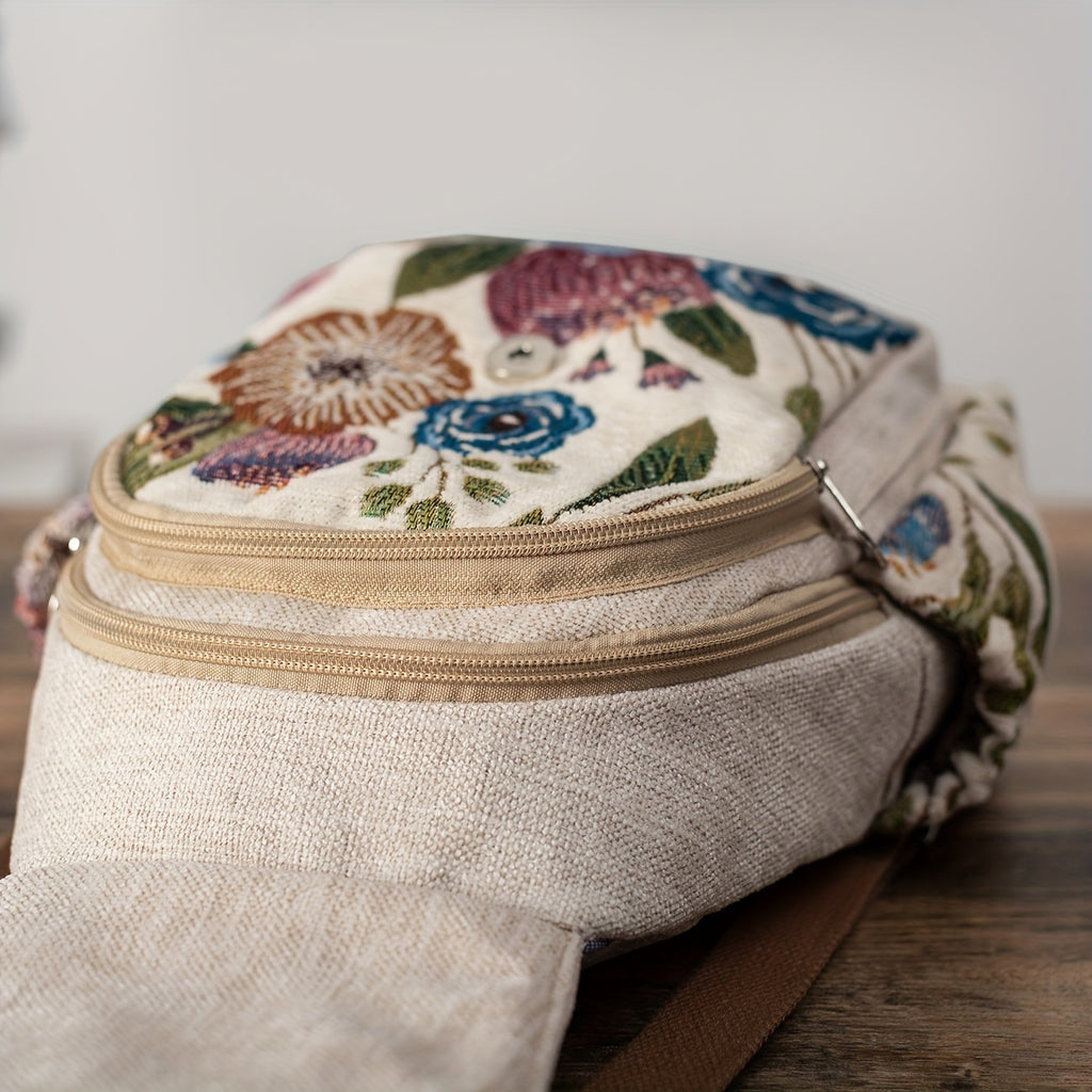 Vintage Ethnic Style Backpack, Retro Bohemian Travel Daypack, Women's Casual Boho Knapsack