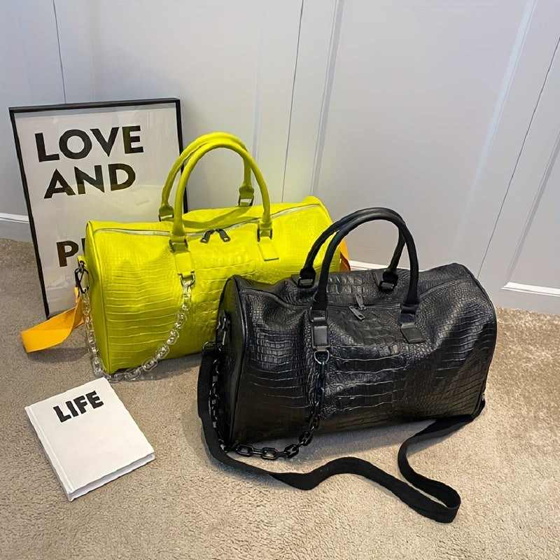 Large Capacity Crocodile Embossed Sports Bag