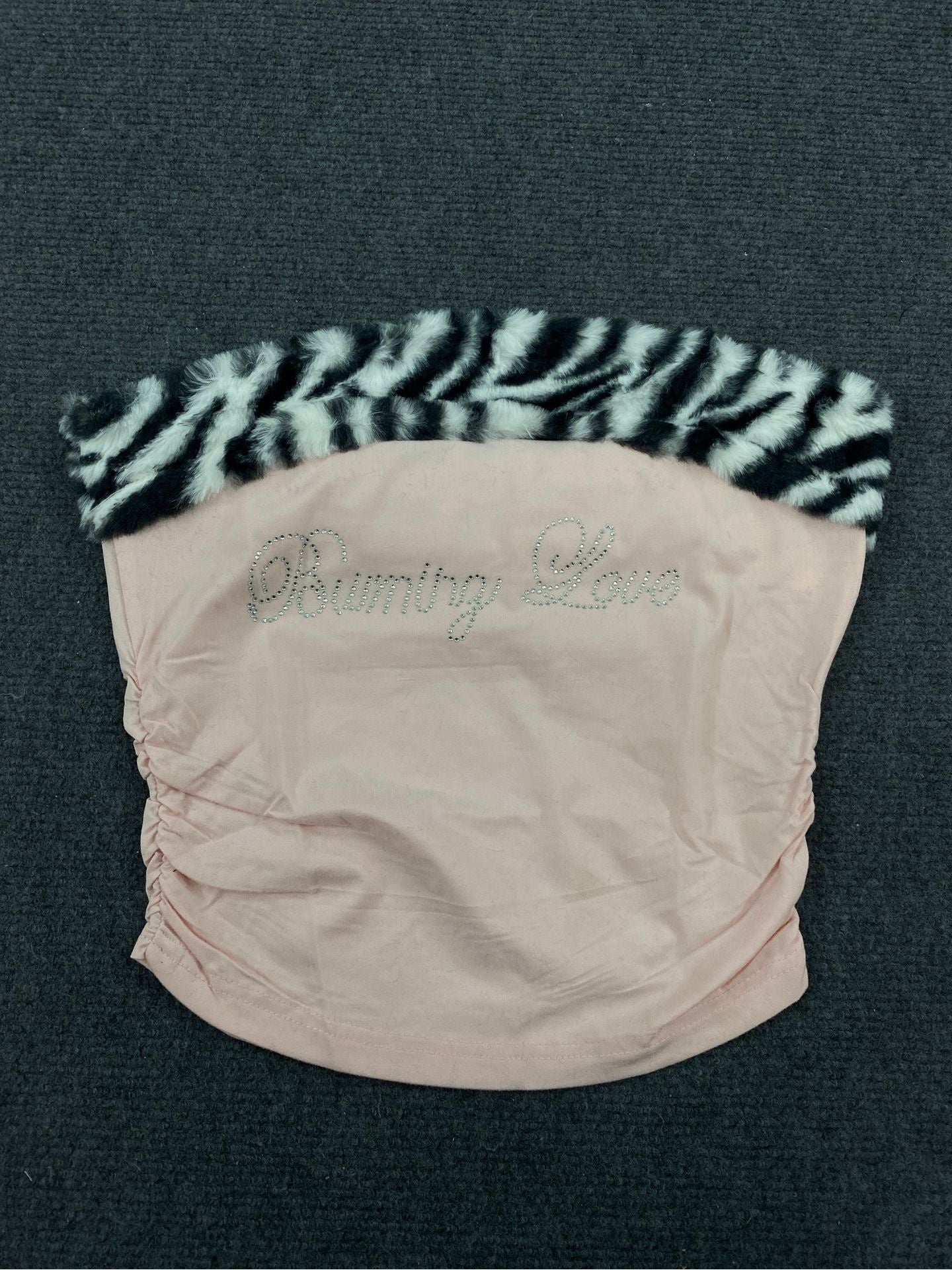 "Burning Love" Tiger Fur & Rhinestone Tube Top