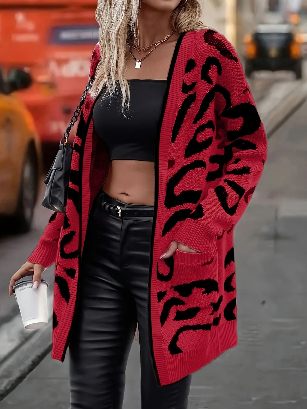 Abstract Pattern Long Sleeve Cardigan