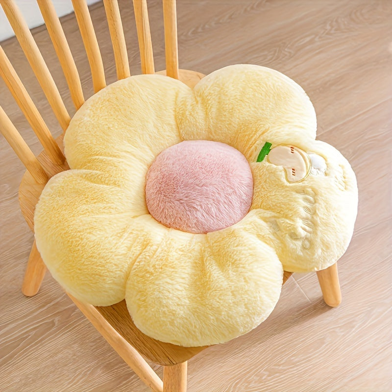 Plush Fruit & Flower-Themed Seat Cushion - Soft Polyester, Round, Machine Washable - Ideal for Car, Chair, Sofa - Comfortable Full-Body Support for Long Sitting - Perfect Office & Home Gift