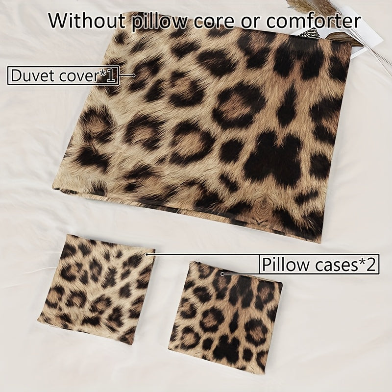 {3pcs} Leopard Print Duvet Cover Set
