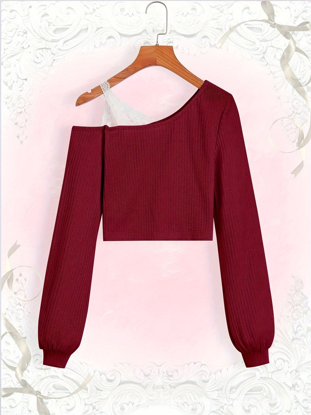 Lace Trim Off-Shoulder T-Shirt