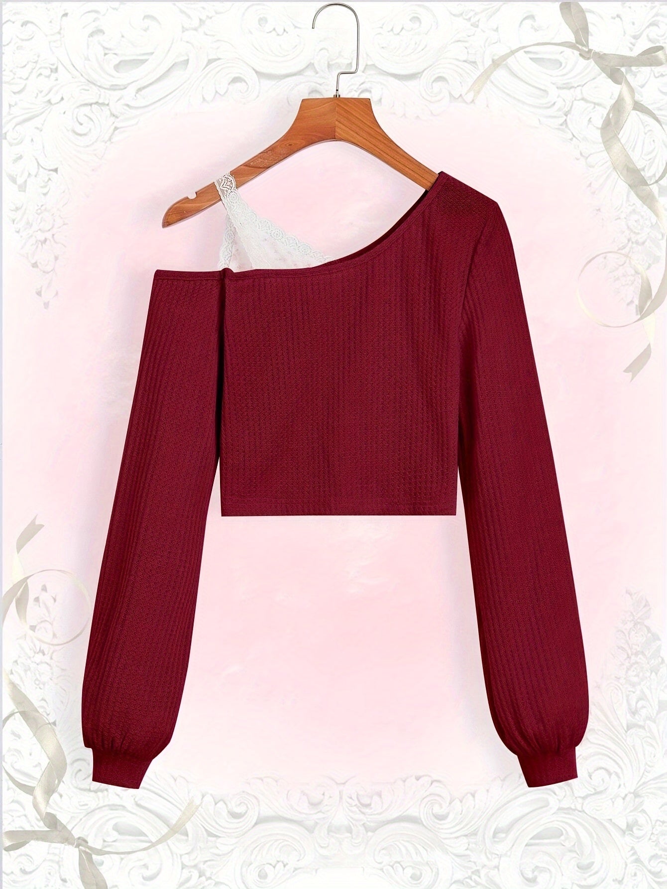 Lace Trim Off-Shoulder T-Shirt