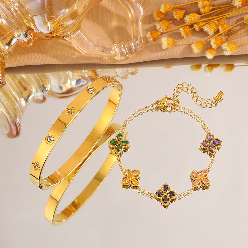 {2pcs} Stainless Steel Bracelet Set